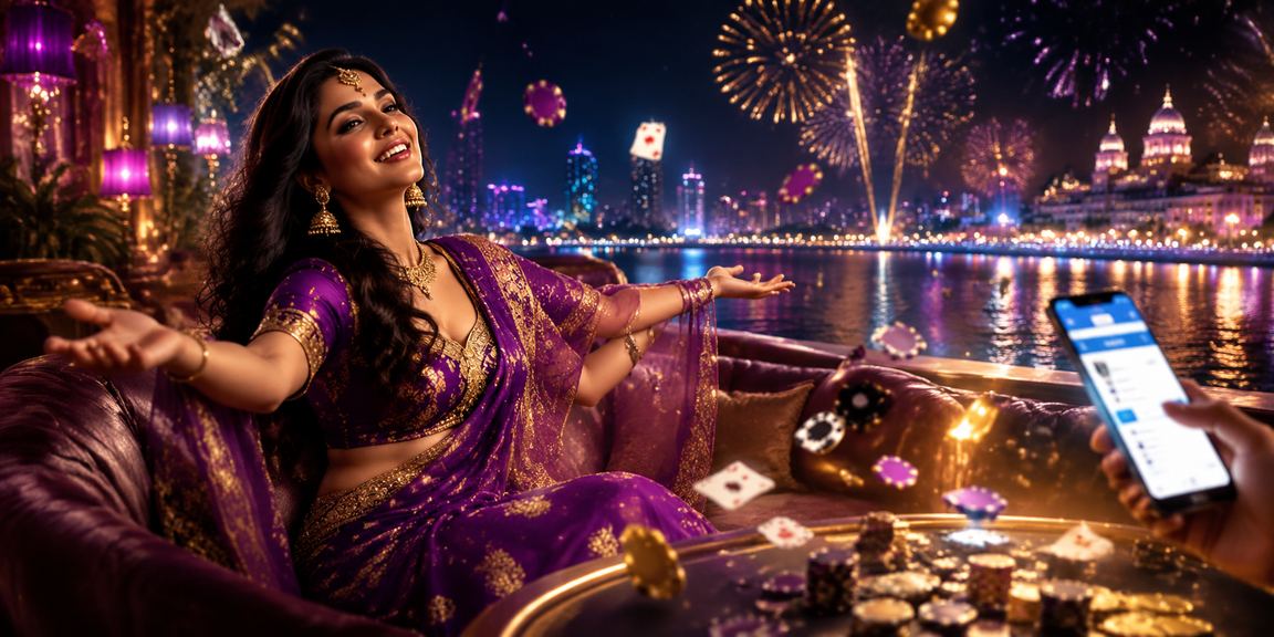 Mumbai neon poker game scene representing online betting terms